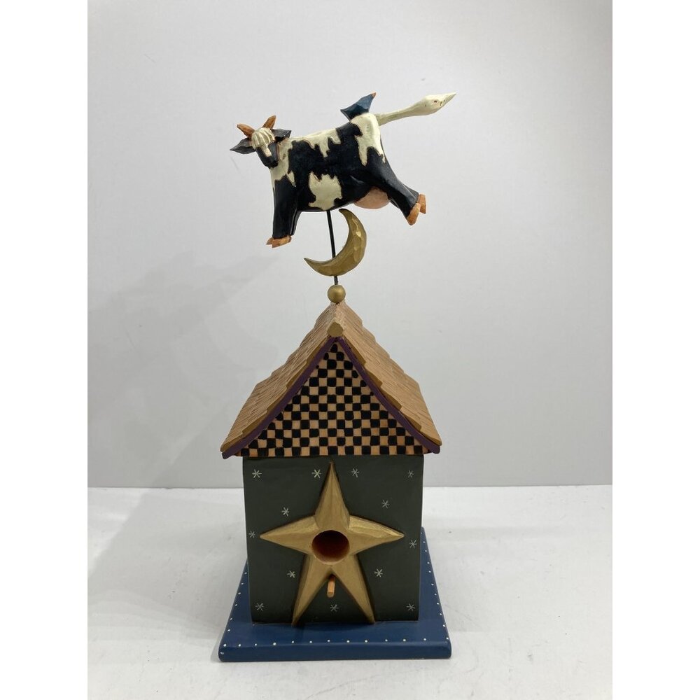 Williraye Studio Cow Jumped Over the Moon Bird House Figurine WW4203 10" Heavy